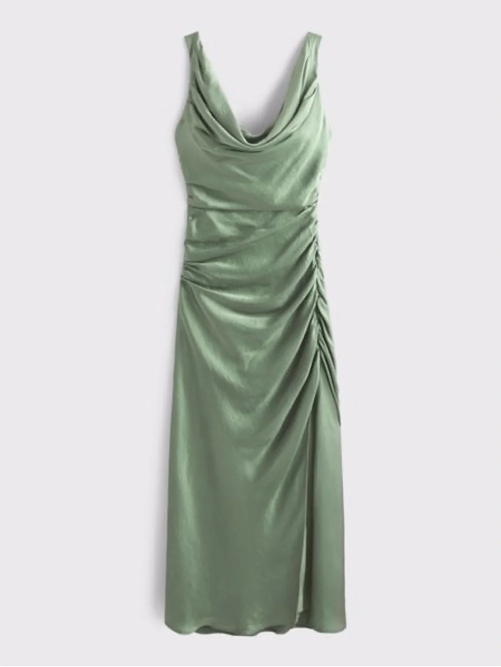 Abercrombie & Fitch A&F Satin Cowl Neck Draped Maci Dress Lush Green XL NEW $140